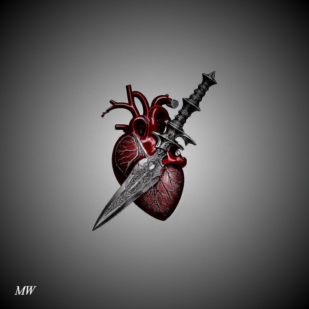 Anatomically Detailed Human Heart with Dagger Background