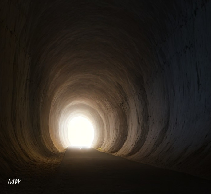 Circular Tunnel Leading to Bright Light End