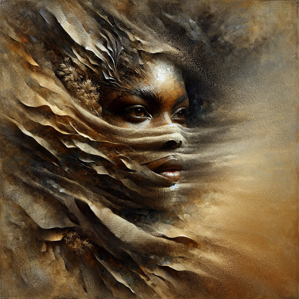 Abstract Portrait with Earthy Tones and Textures