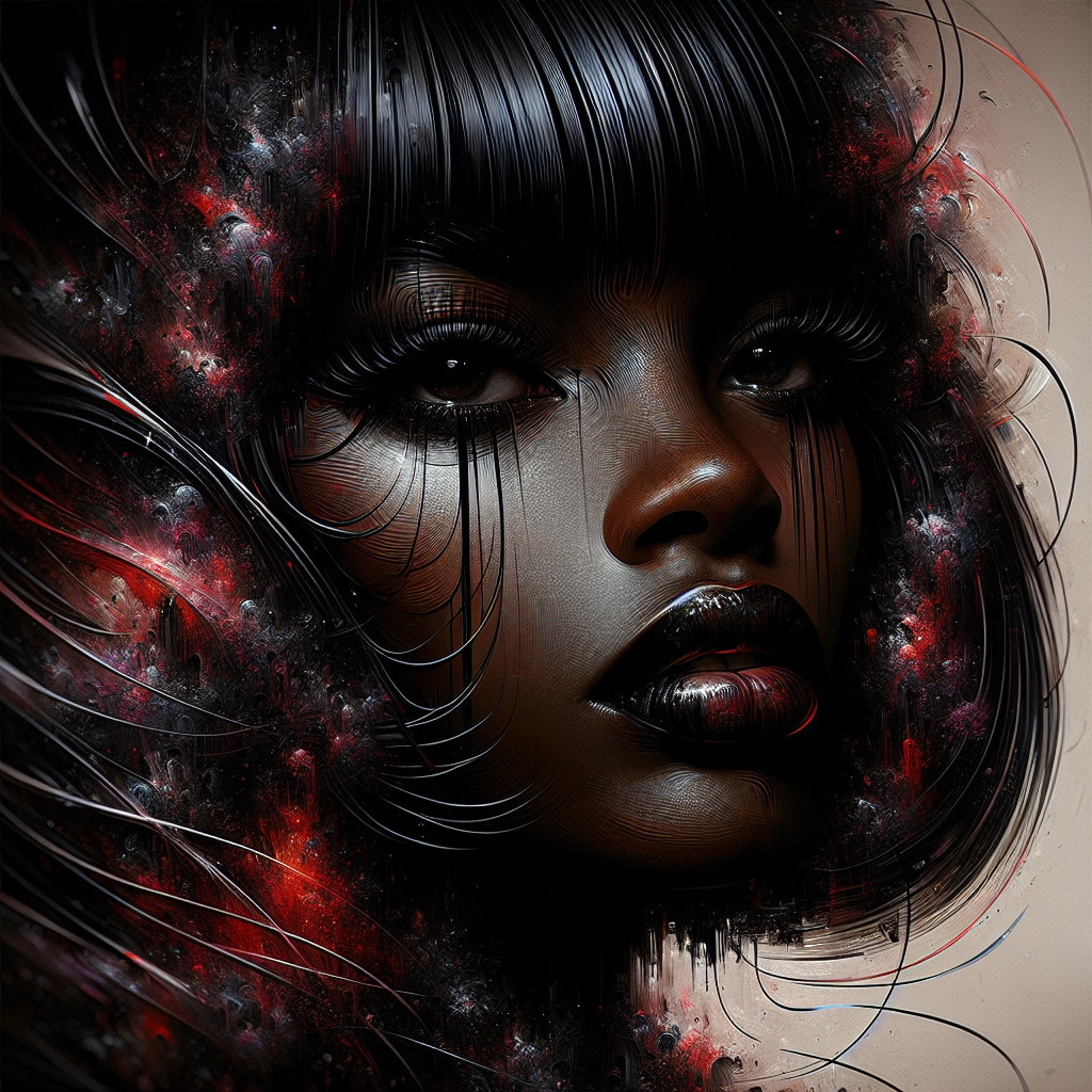 Abstract Portrait of a Woman with Glossy Complexion