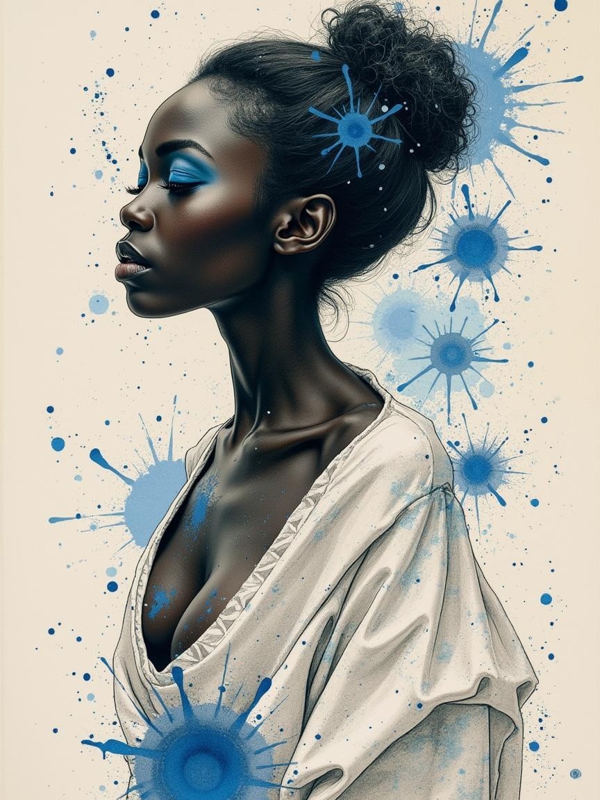 Portrait of a Woman with Dark Skin and Elegant Features