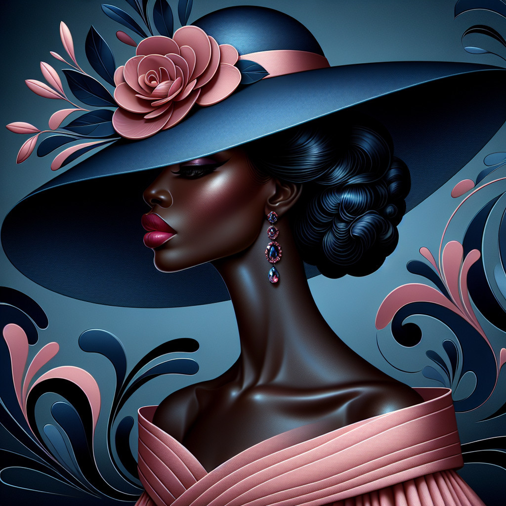 Elegant Profile Portrait of a Woman with Floral Hat
