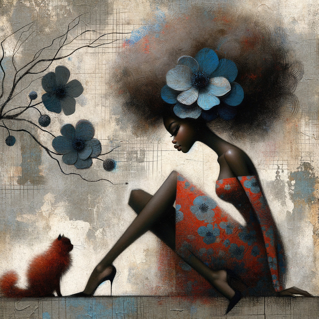 Digital Painting of a Black Woman in Elegant Attire