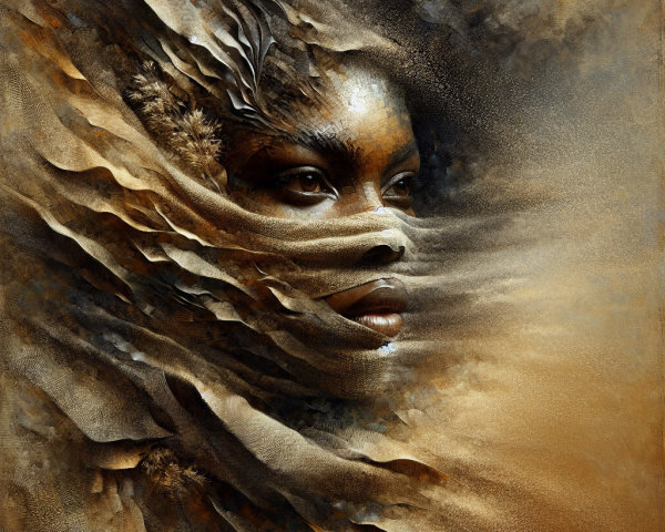 Abstract Portrait with Earthy Tones and Textures