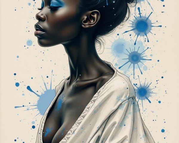 Portrait of a Woman with Dark Skin and Elegant Features