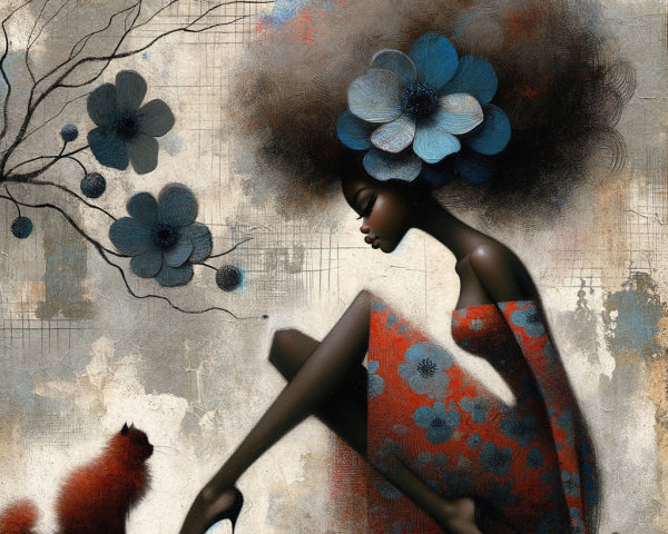 Digital Painting of a Black Woman in Elegant Attire