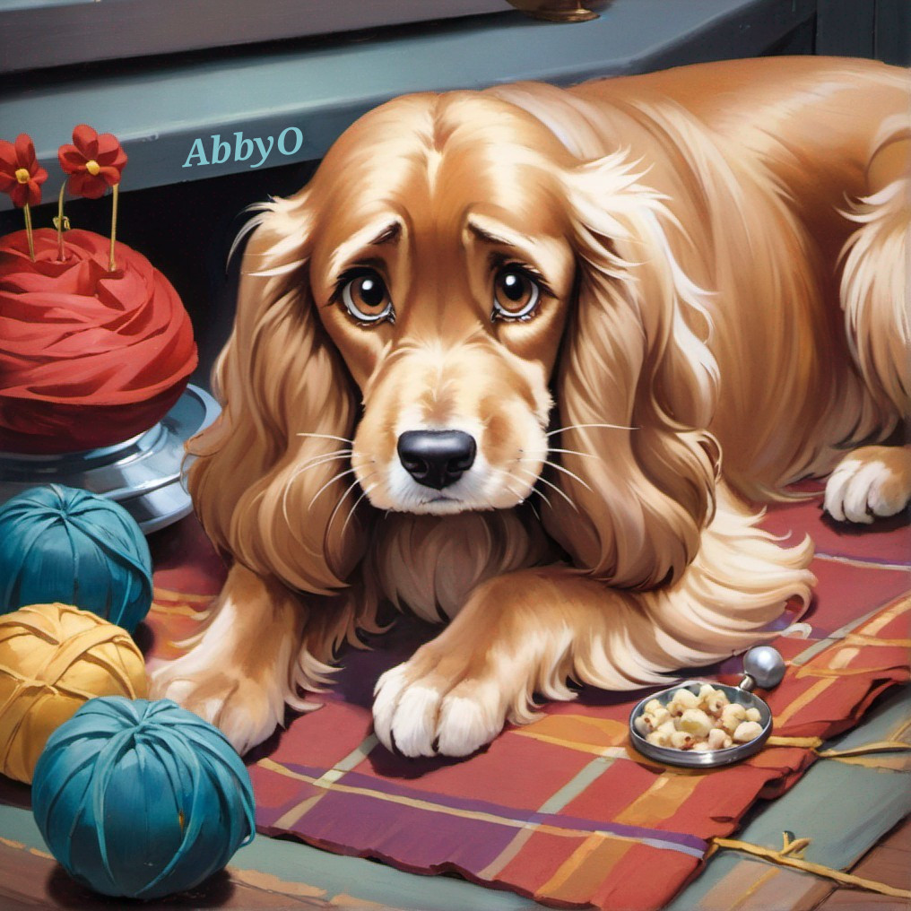 Golden Cocker Spaniel on Colorful Woven Mat