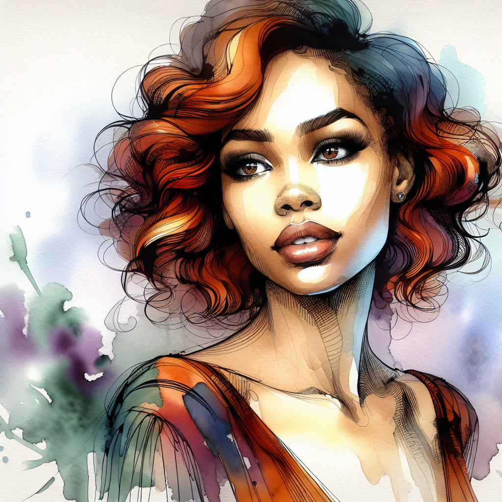 Digital Illustration of a Confident Woman with Colorful Hair