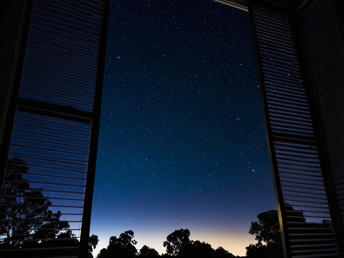 Serene Night Sky with Stars and Silhouetted Trees