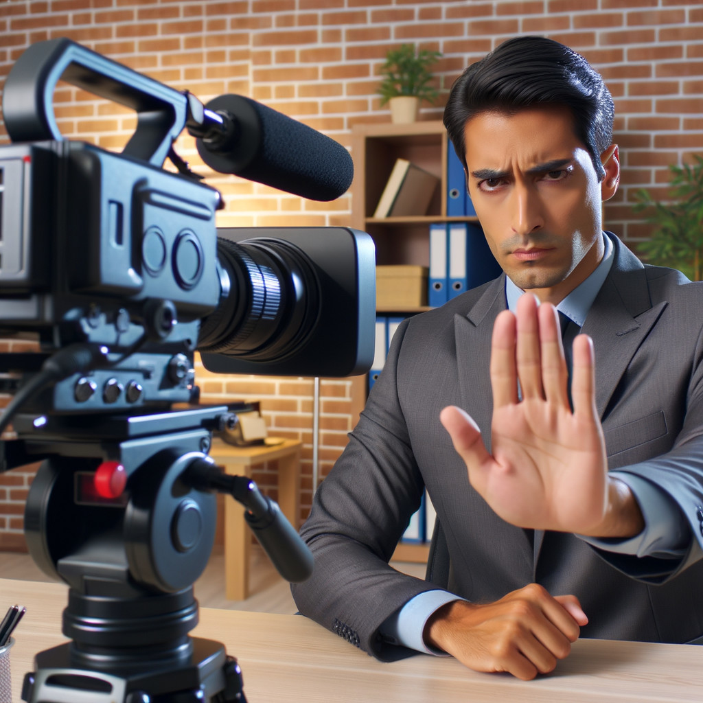 Man in Suit at Desk with Professional Background