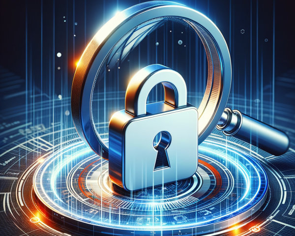 Futuristic Metallic Padlock with Digital Interface Design