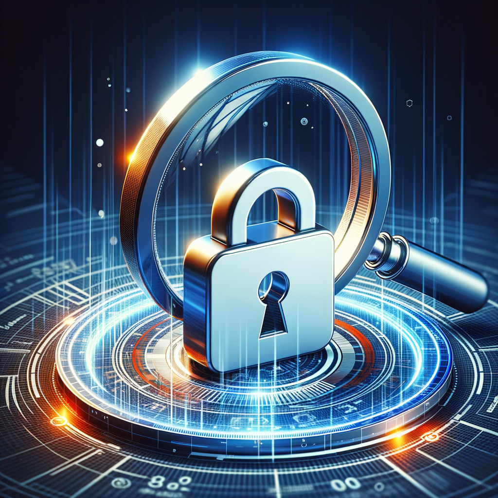 Futuristic Metallic Padlock with Digital Interface Design