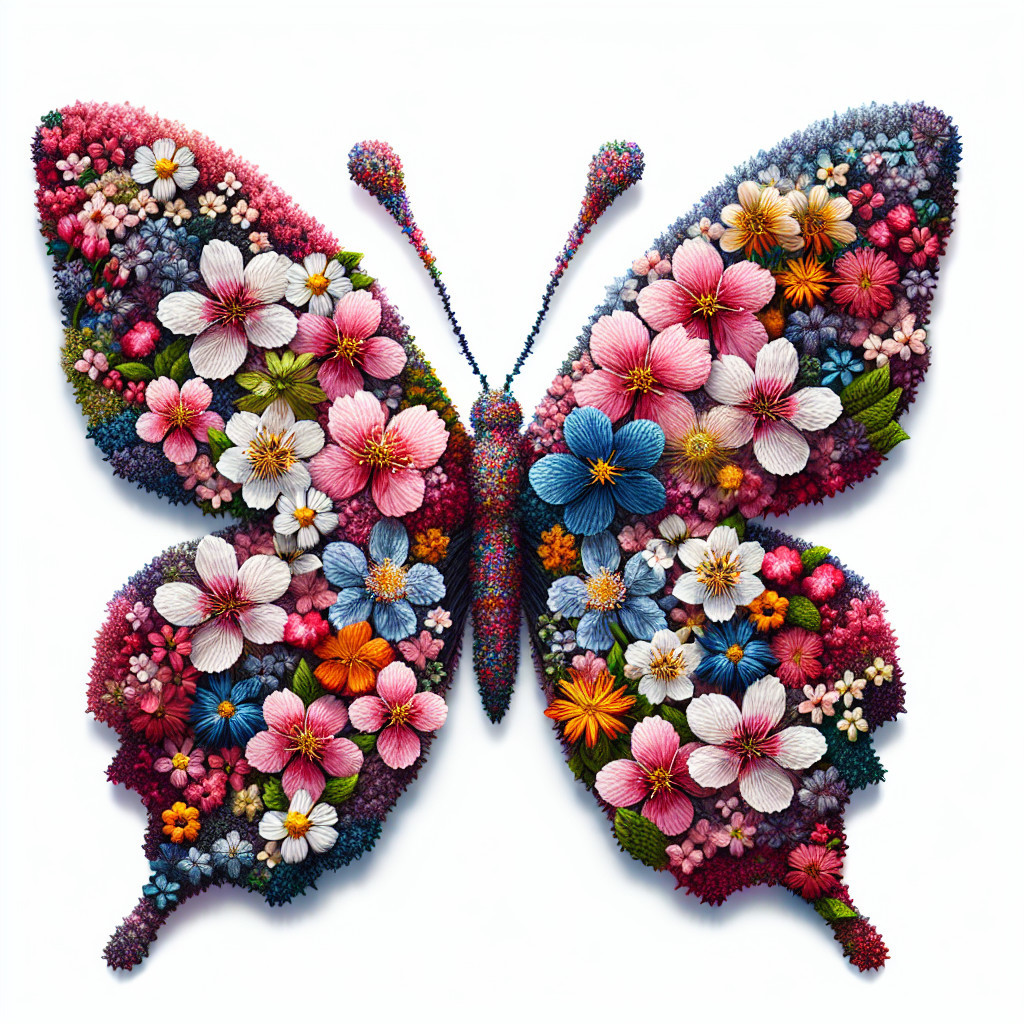 Colorful Flower Butterfly Design with Floral Textures