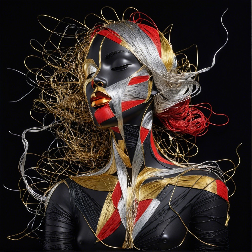 Artistic Figure with Bold Metallic Makeup and Hair Design