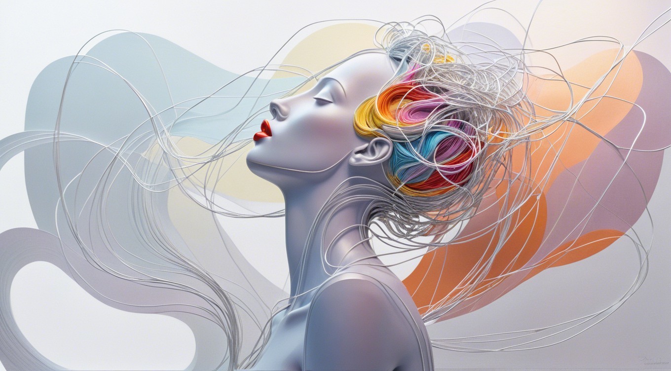 Stylized Profile of a Woman with Colorful Hair