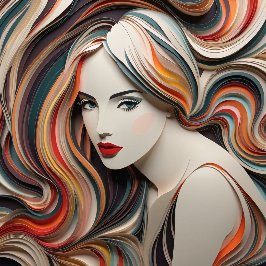Paper Quilling Art of a Woman with Colorful Hair