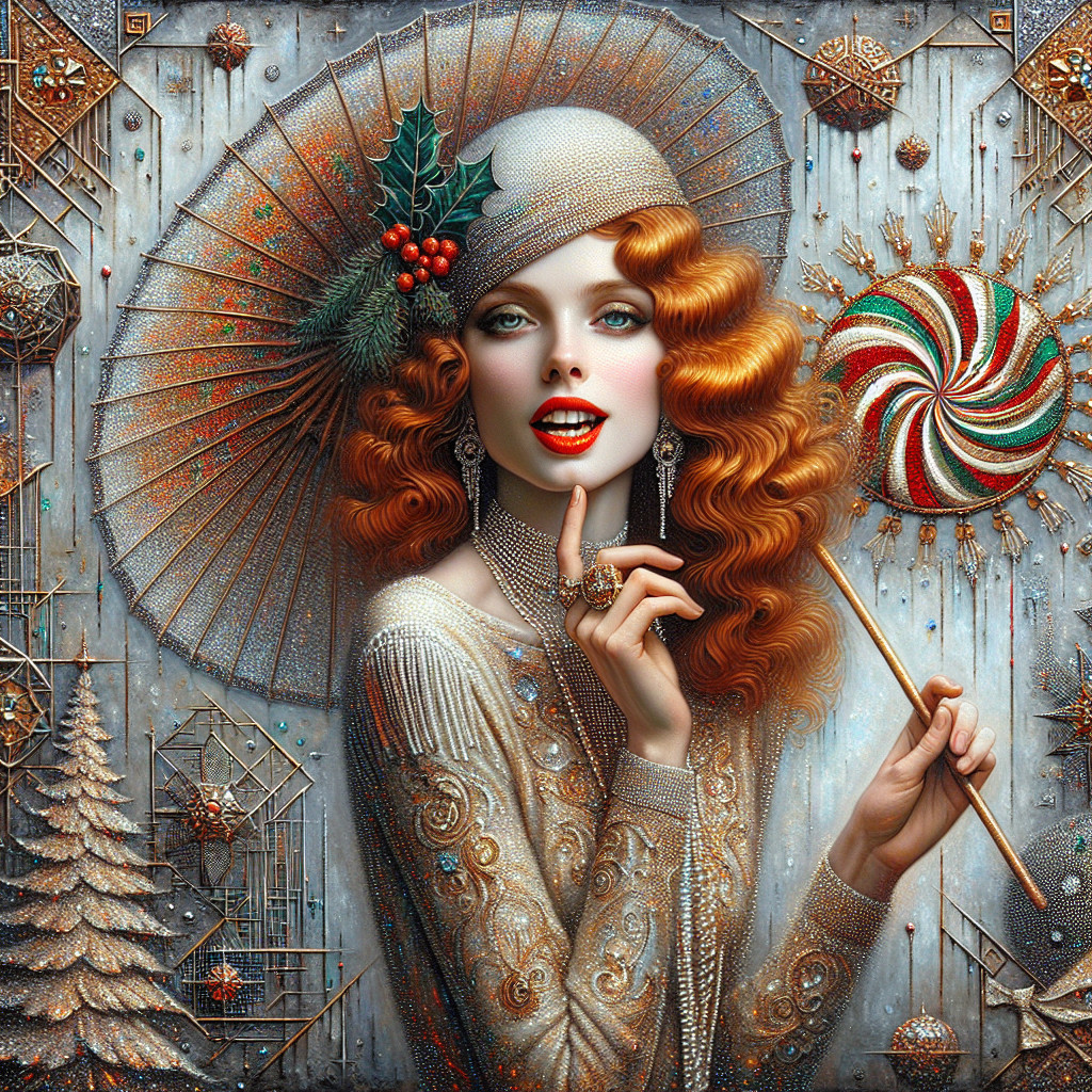 Glamorous Woman in Festive Holiday Setting