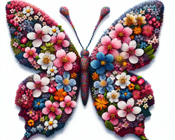 Colorful Flower Butterfly Design with Floral Textures