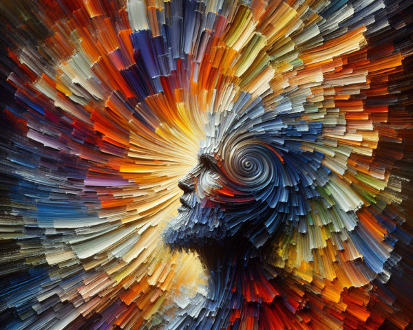 Abstract Human Profile with Spiraling Colors