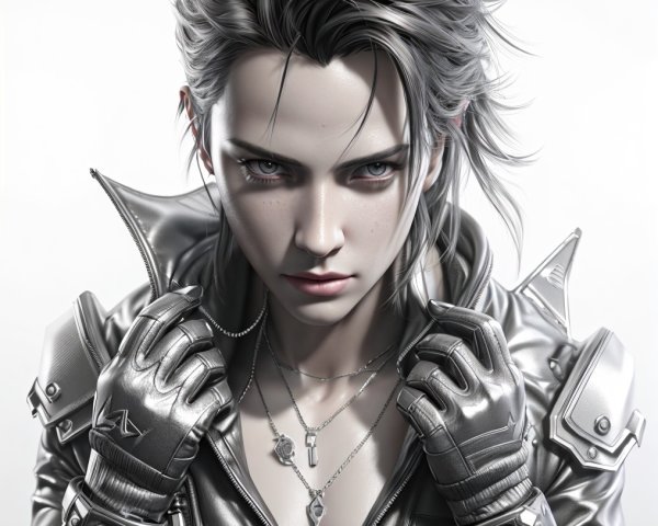 Character with Silver Hair in Futuristic Punk Style