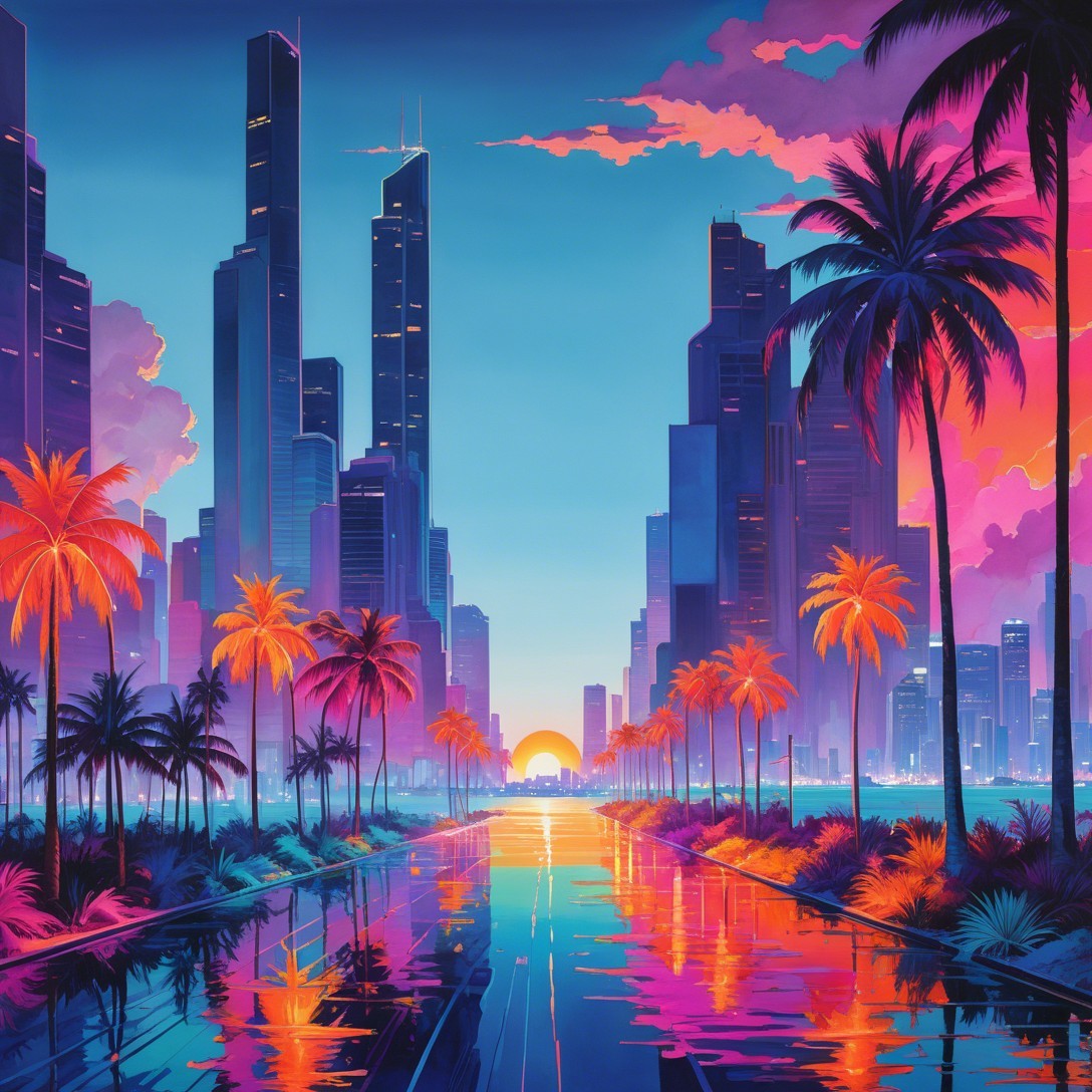 Colorful Abstract Cityscape with Neon Aesthetic