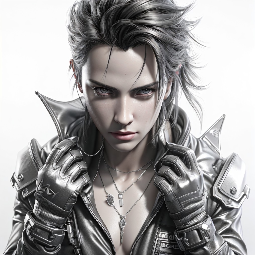 Character with Silver Hair in Futuristic Punk Style