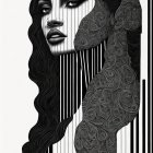 Portrait of a Woman with Bold Black and White Stripes