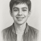 Young person with tousled hair and serene expression