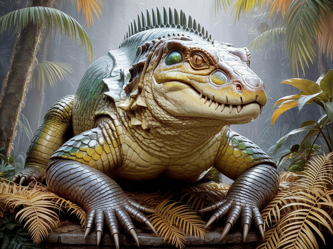 Giant Reptilian Creature in Dense Jungle Setting