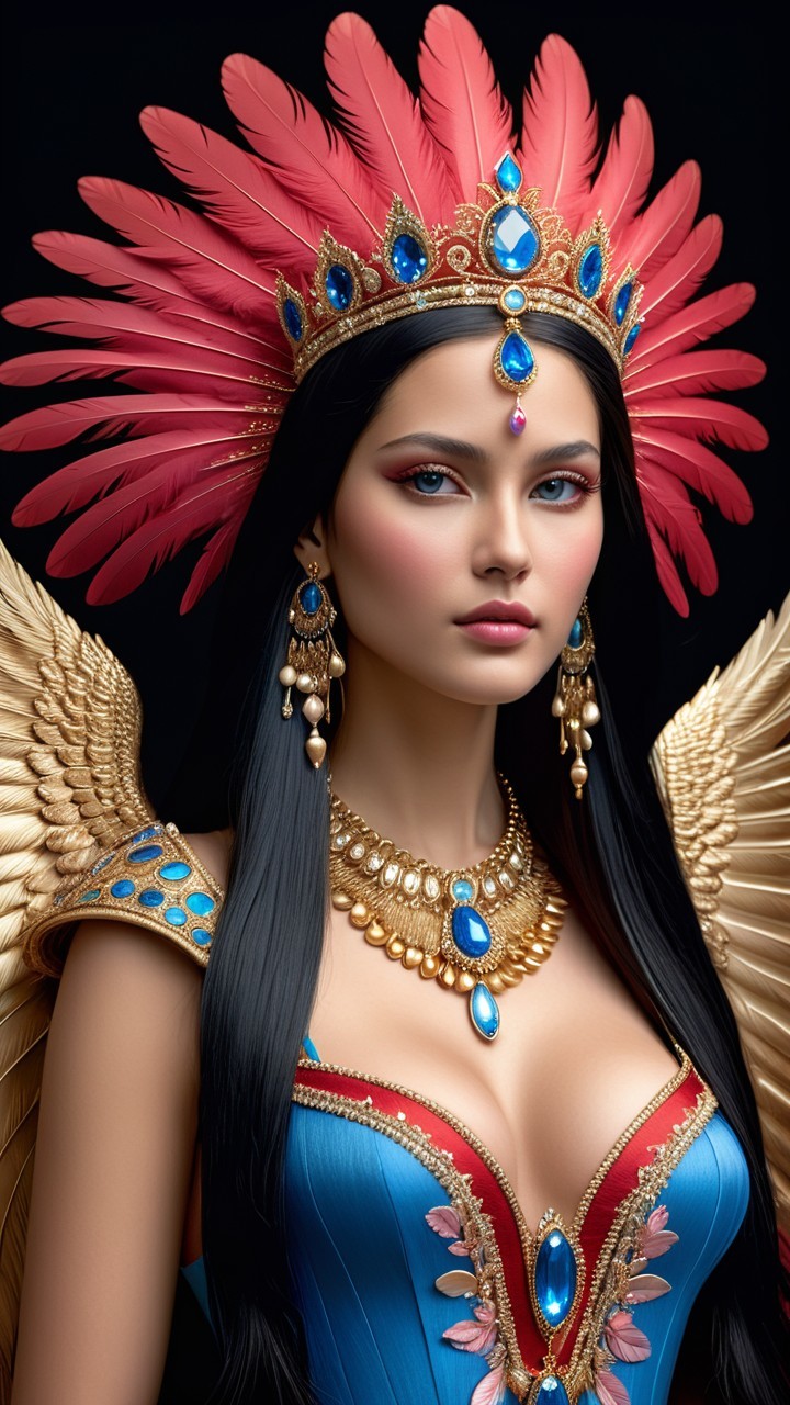Portrait of a Woman in Opulent Attire and Jewelry