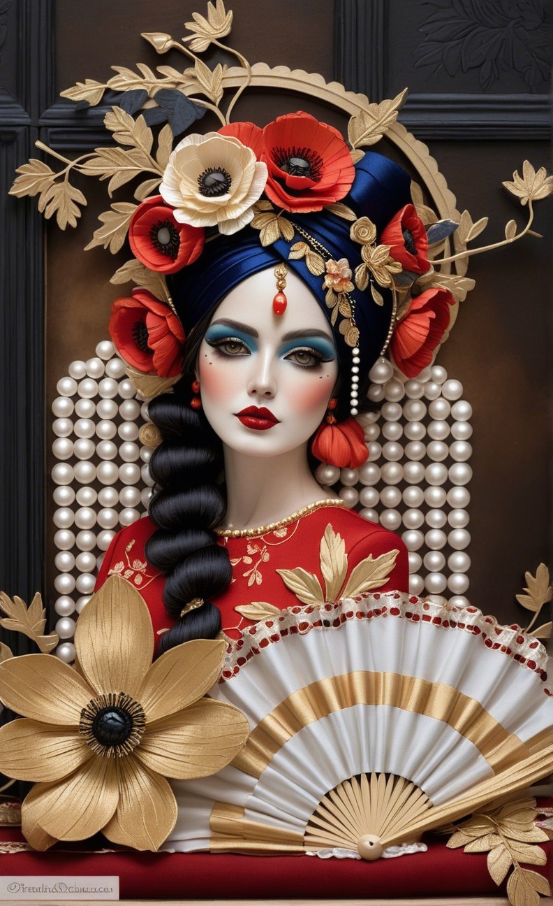 Model with Intricate Hairstyle and Elegant Attire