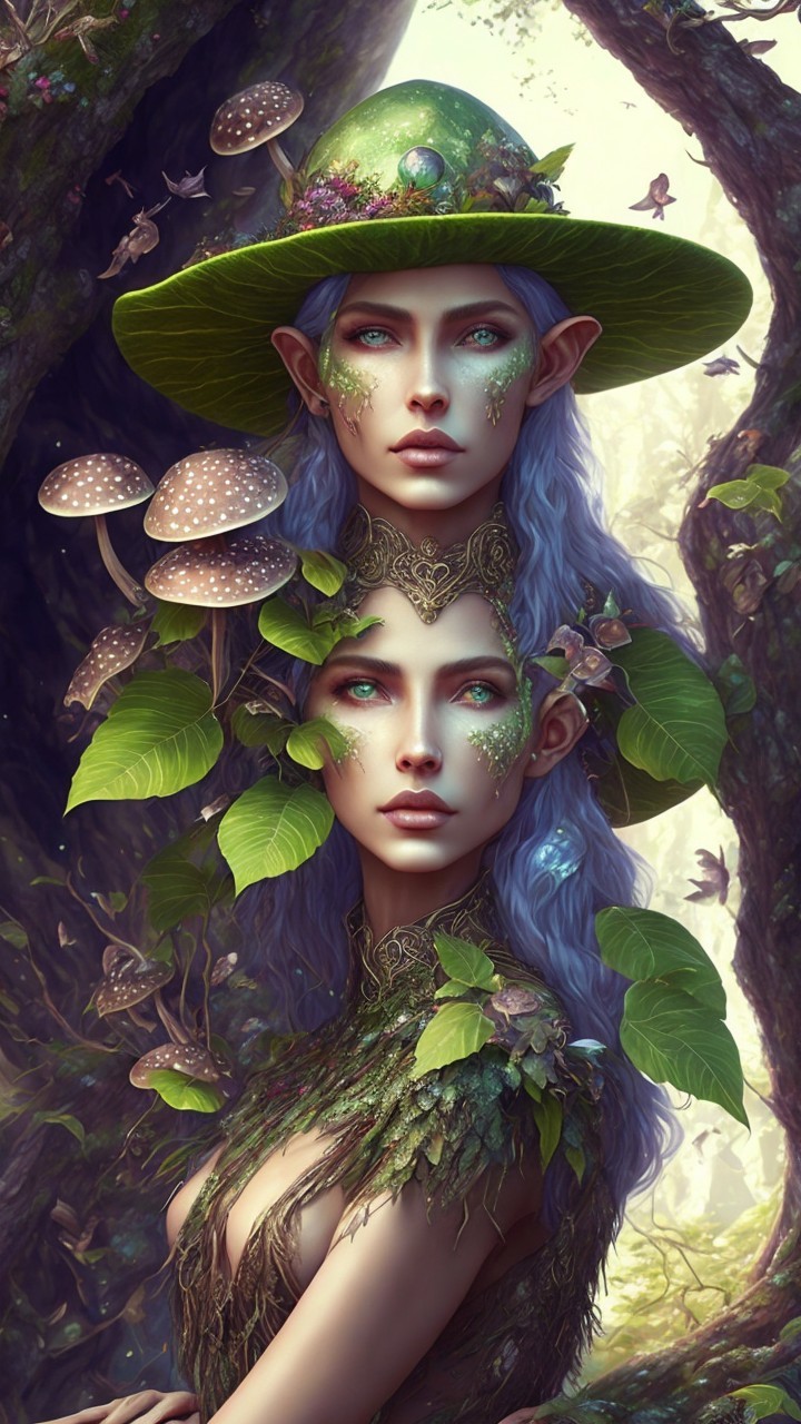 Enchanting Figures in a Magical Forest Setting