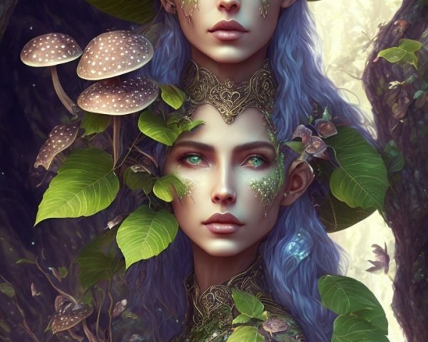 Enchanting Figures in a Magical Forest Setting