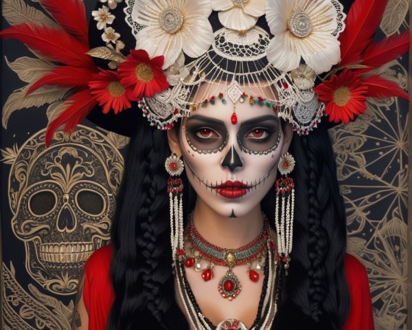 Portrait of a Woman in Día de los Muertos Attire
