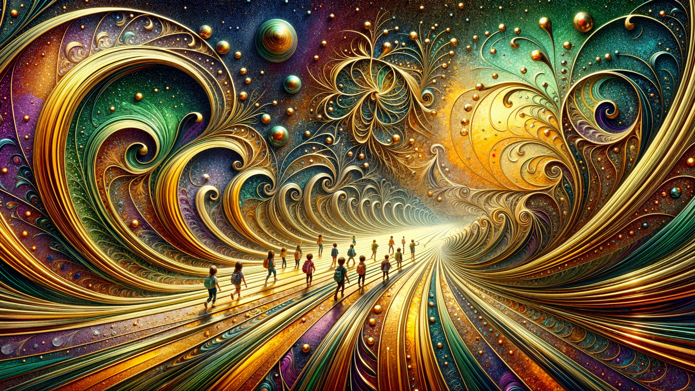 Surreal Landscape with Vibrant Patterns and Colors