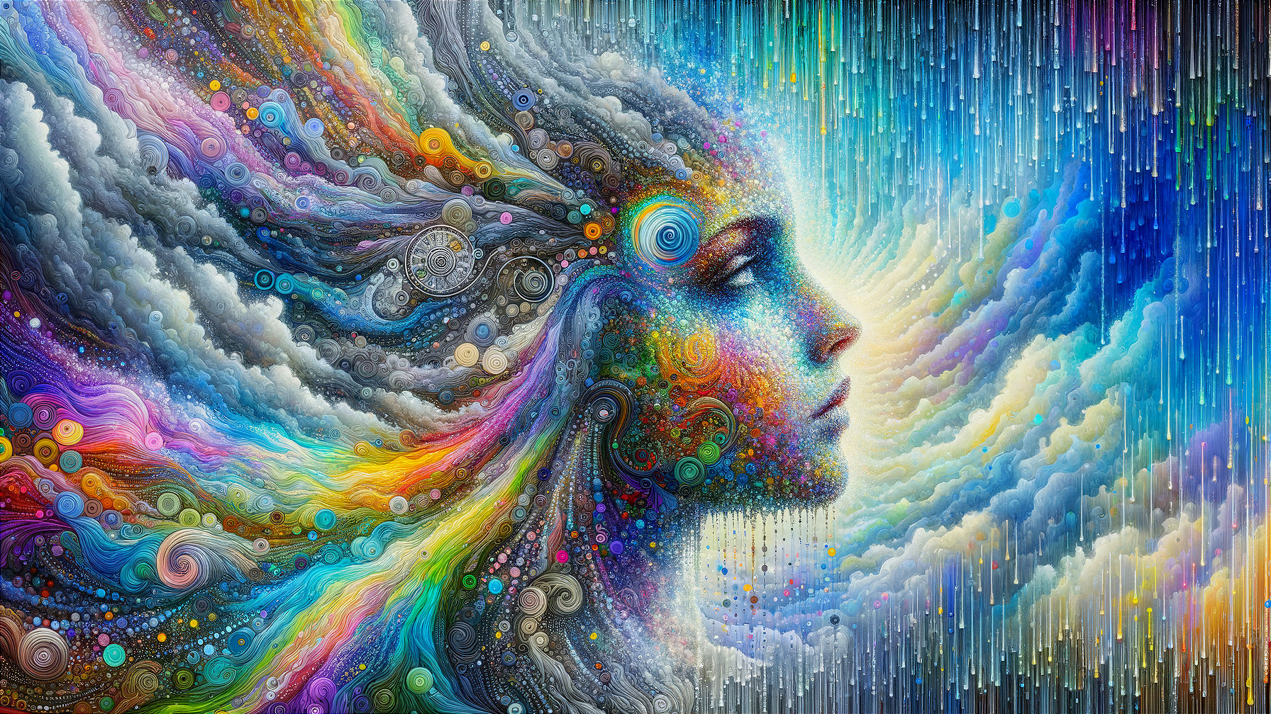 Abstract Representation of a Woman's Profile in Color