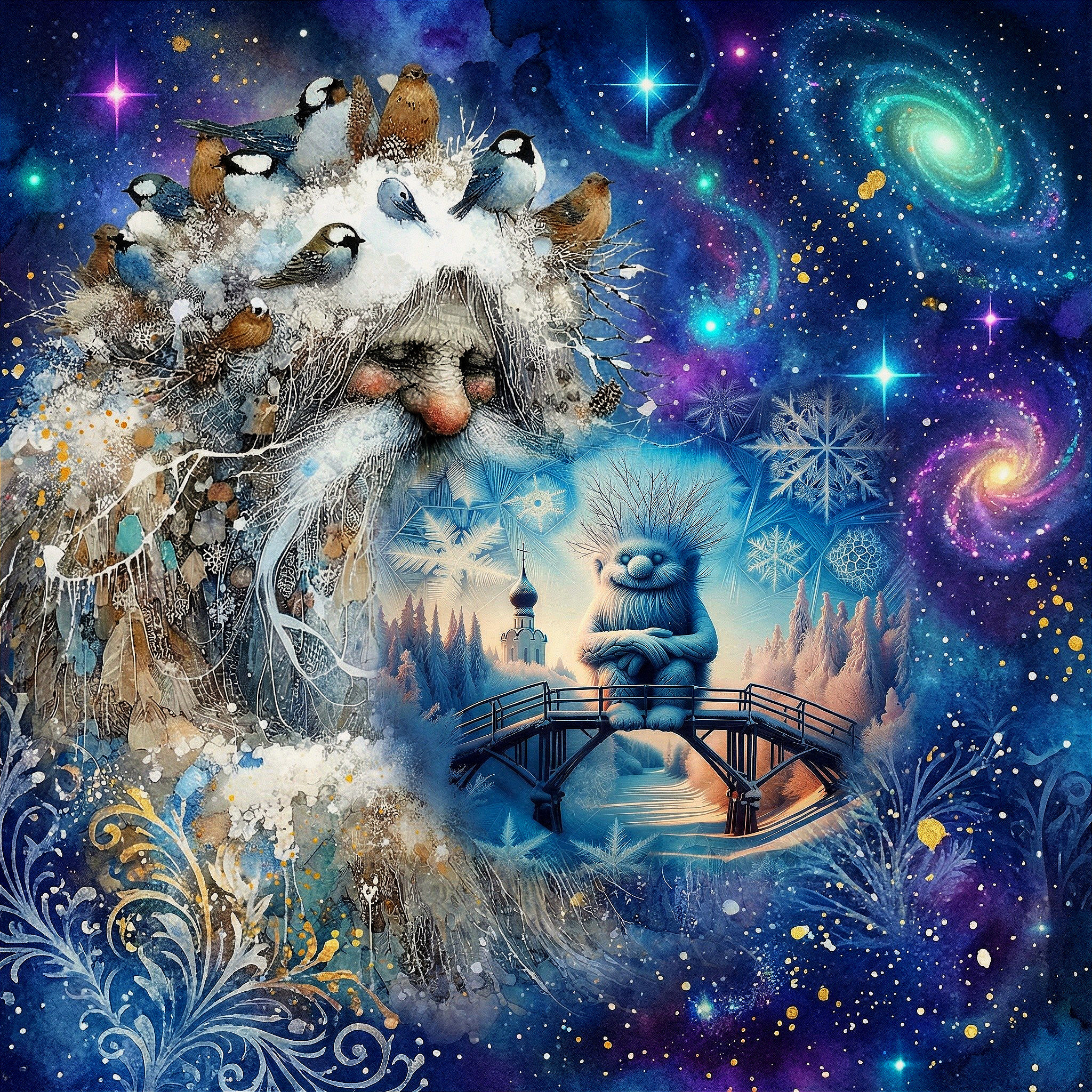 Winter Celestial Digital Painting with Fantasy Elements