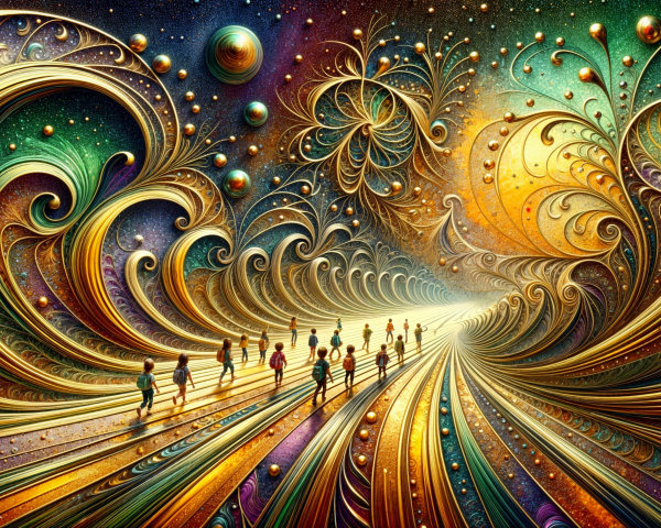 Surreal Landscape with Vibrant Patterns and Colors