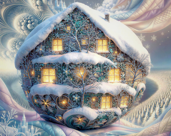 Whimsical Winter Wonderland with Spherical House