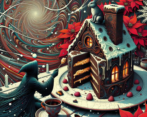 Whimsical Gingerbread House with Chocolate Cake Interior