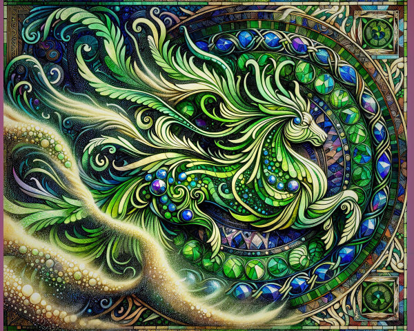 Vibrant Pattern Featuring Majestic Horse and Nature Elements