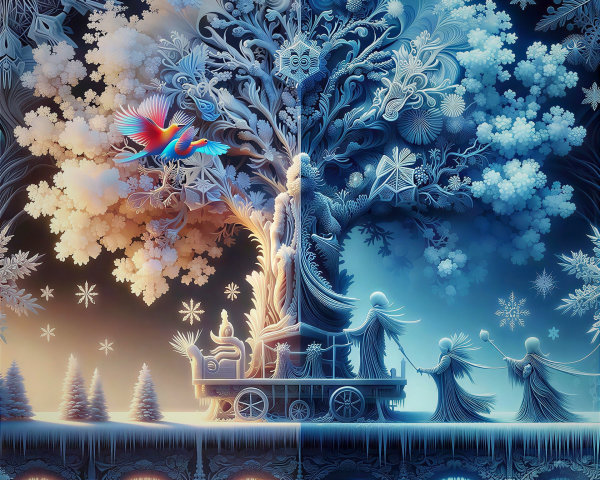 Art Nouveau Winter Wonderland Illustration Description