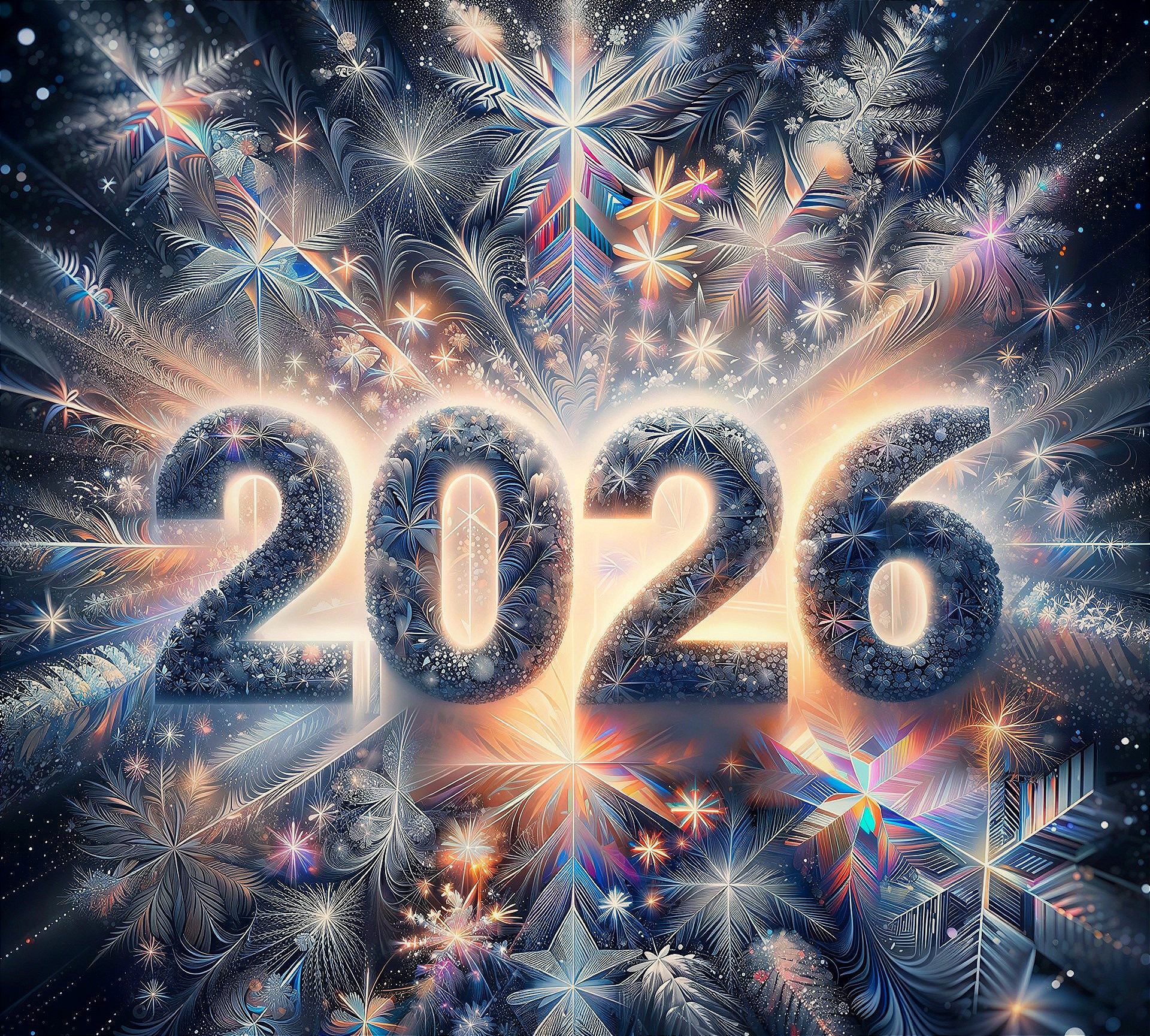 Abstract Digital Design Featuring 2026 with Frost Patterns