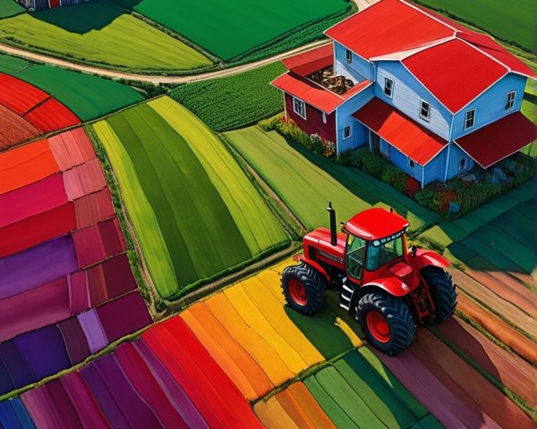 Vibrant Agricultural Landscape with Colorful Fields