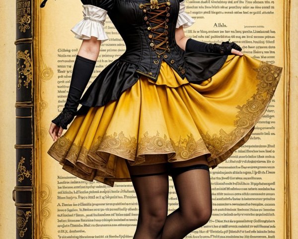 Steampunk-Inspired Young Woman in Elegant Outfit