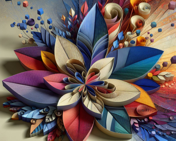 Three-Dimensional Floral Paper Design with Colorful Layers