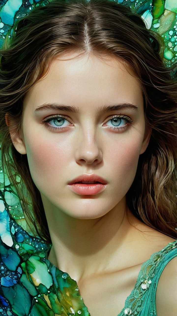 Close-up Portrait of a Young Woman with Blue Eyes