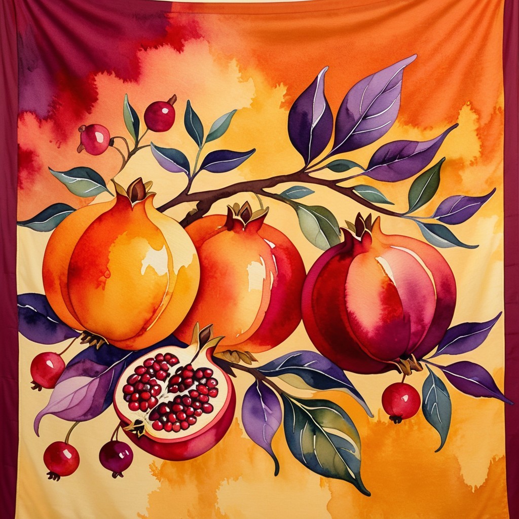 Vivid Tapestry of Pomegranates on a Branch