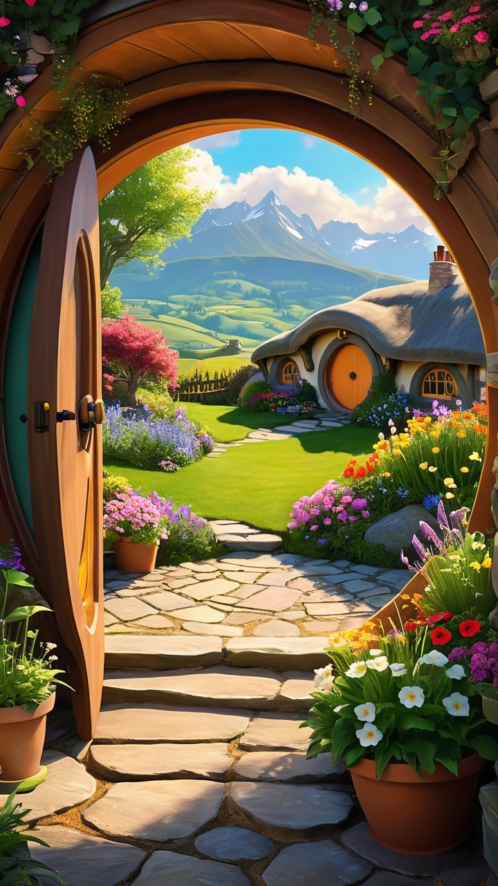 Charming Cottage Surrounded by Vibrant Flower Beds