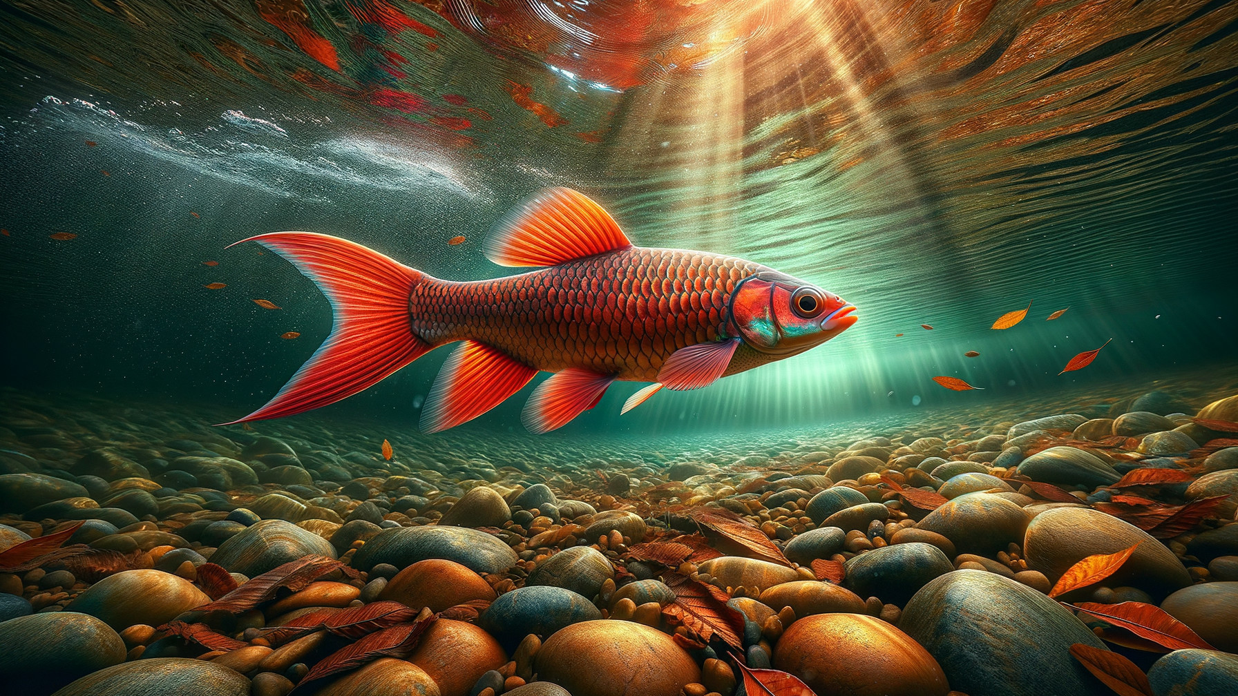 Vibrant Goldfish in a Serene Underwater Scene